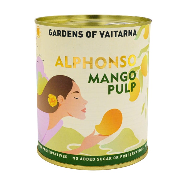 Alphonso Mango Pulp tin — Gardens of Vaitarna, no added sugar or preservatives